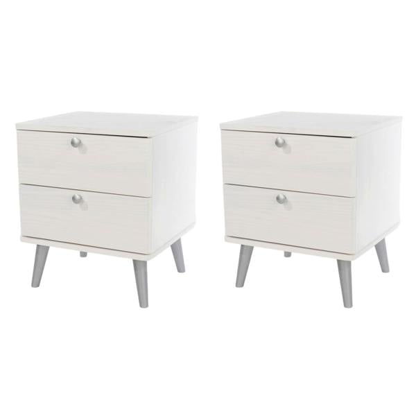 Core Products Set of 2 Augusta Curve Rustic Coastal 2-Drawer Bedside Cabinets