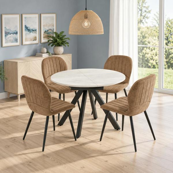 Outdoor Living Harley Extendable Dining Table with 4 Jaydn Chairs - Tan