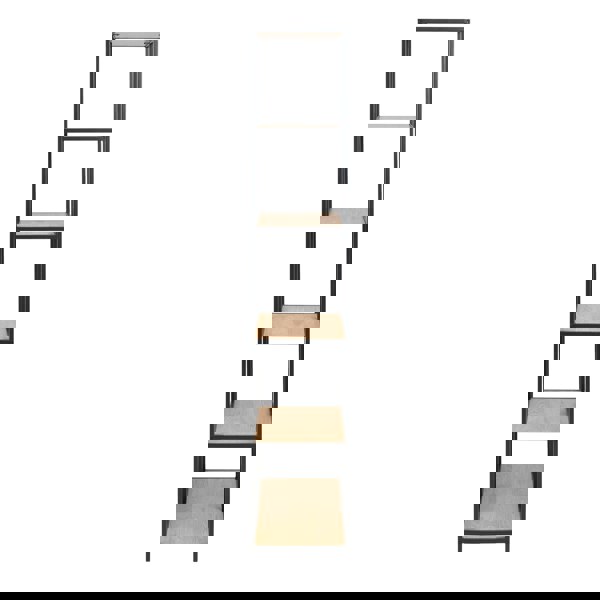 Furniture To Go Seaford Tall Black Metal Bookcase with 5 Oak Shelves