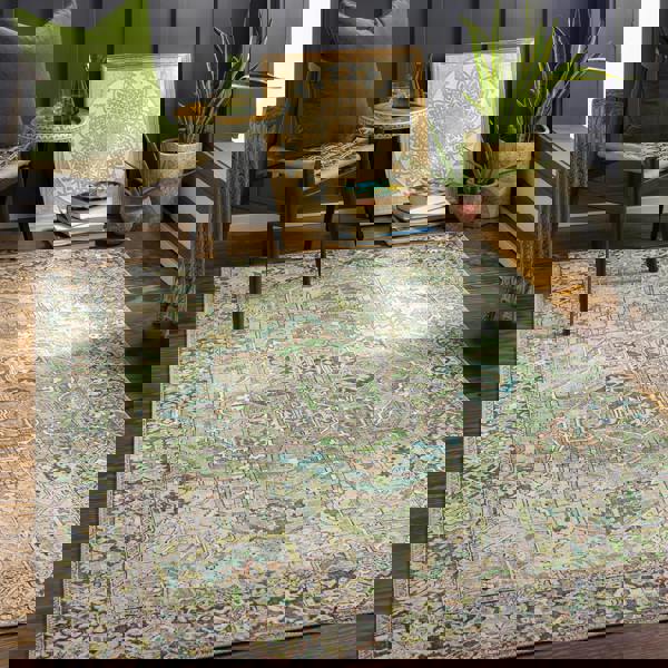 Livabliss Iris-Vintage Green Blue Beige Traditional Boho Rug