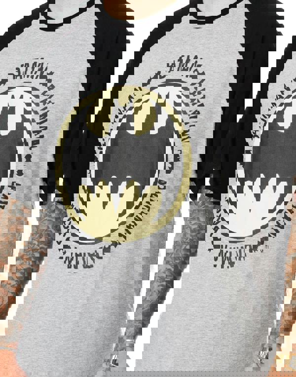 DC Comics Mens Black Batman Logo Short Sleeve Long Leg Pyjama Set