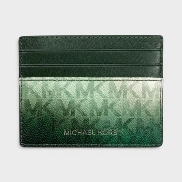 Michael Kors Logo Tall Card Case Cooper Moss Green Multi