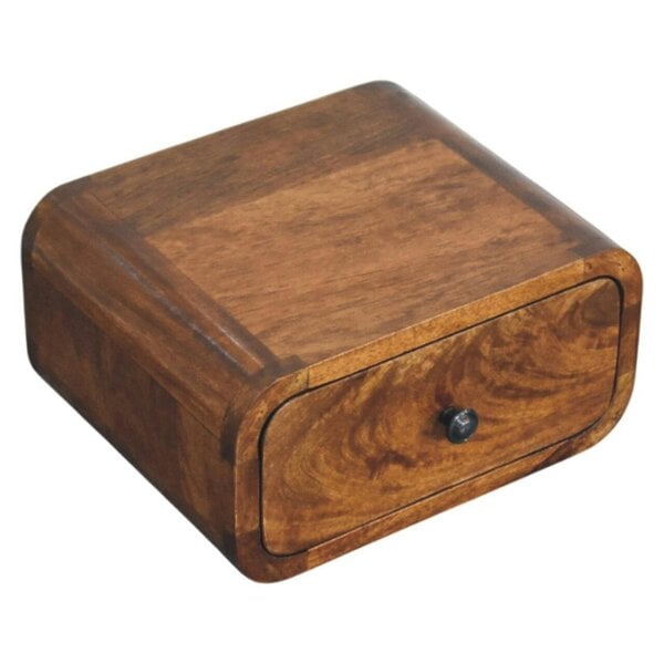 Wyld Haus Vicenza Mini Mango Wood Wall-Mounted Bedside Table with Drawer