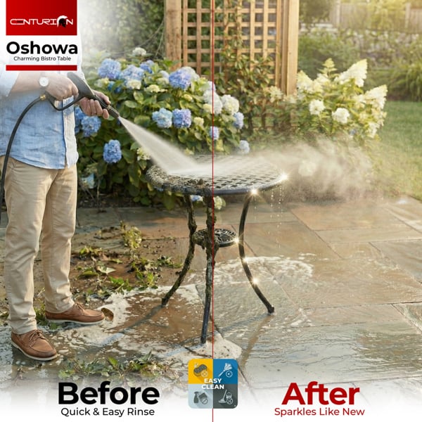 Centurion Supports OSHOWA Black Garden and Patio Cast Aluminium Bistro Table