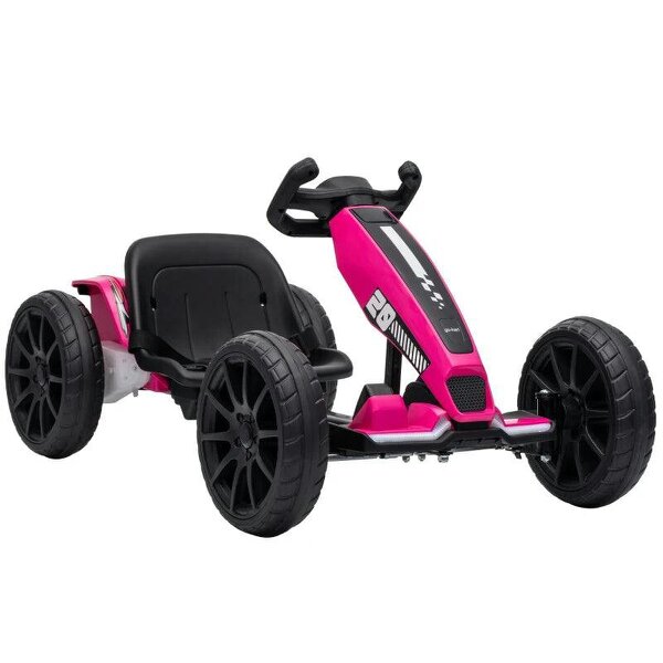 12V Electric Go Kart for Kids with Dual Motors, Adjustable Seat, Soft Start, LED Lights, EVA Wheels, for Age 3-6, Pink