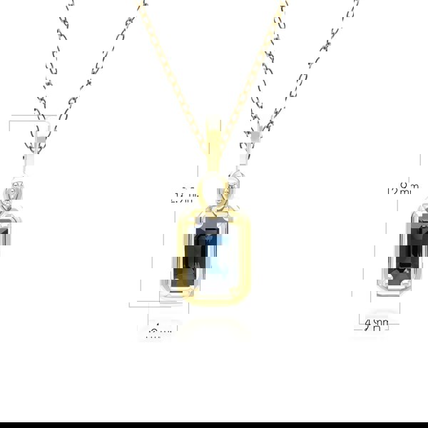 Gemondo Classic Sapphire Baguette & Diamond Pendant Necklace In 9ct Yellow Gold