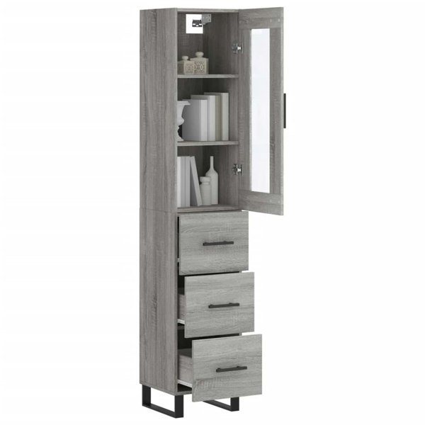 Berkfield Highboard Grey Sonoma 34.5x34x180 cm Engineered Wood