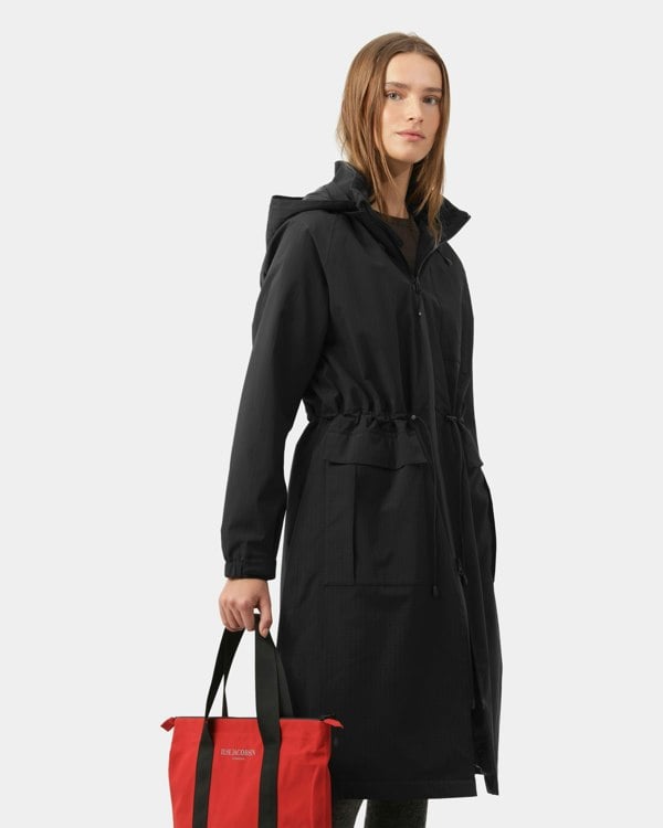 Ilse Jacobsen Thermal Womens Long Parka Raincoat - Black Beauty 002