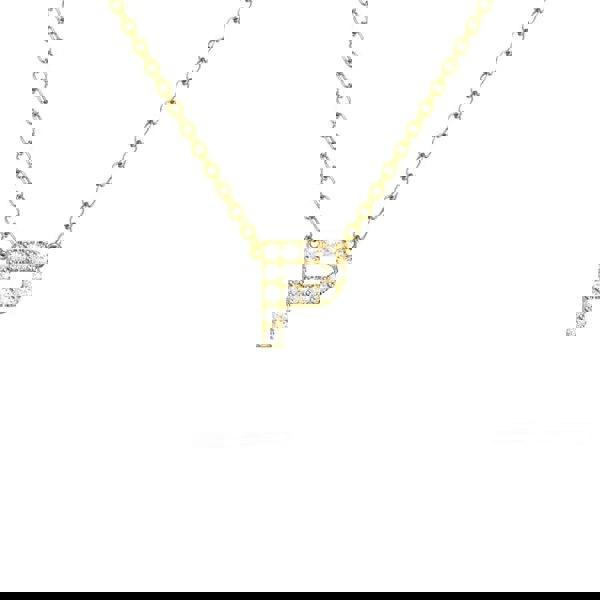 Say It With Dainty CZ Block Initial Necklace - Yellow Gold Plated