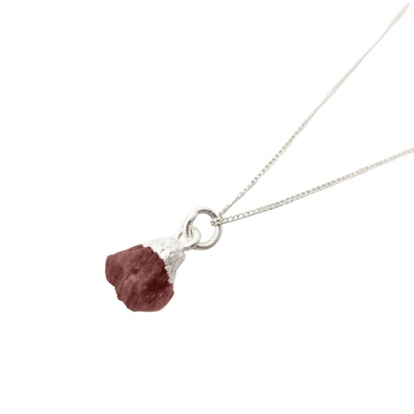 Raw Pink Tourmaline October Birthstone Silver Necklace