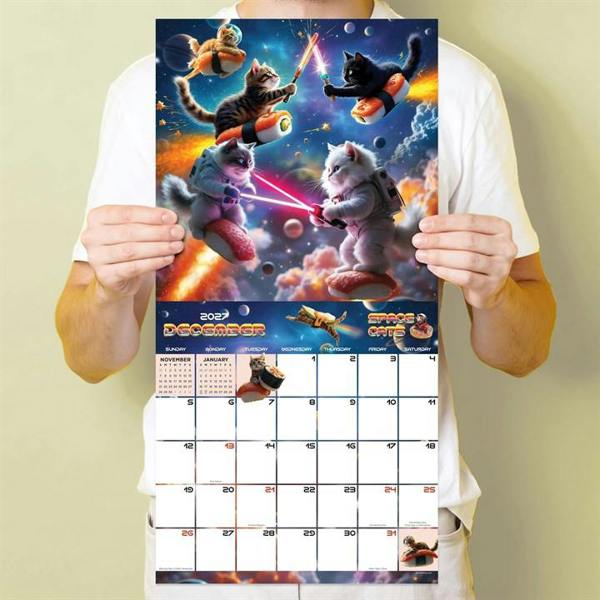Space Cats Calendar 2027, Wall Calendars, Month To View, Humour, Gift