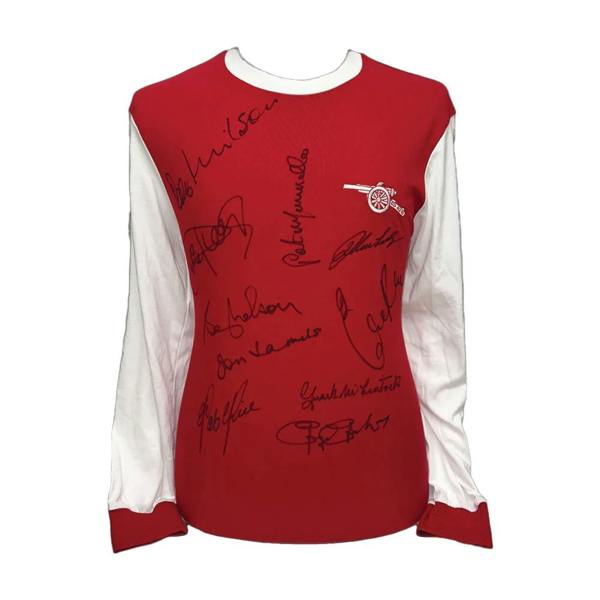 Unbranded Arsenal 1971 official retro shirt signed by 10 Double winners — Framed