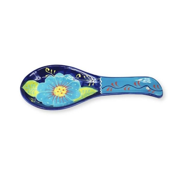 spoon rest with blue flower design