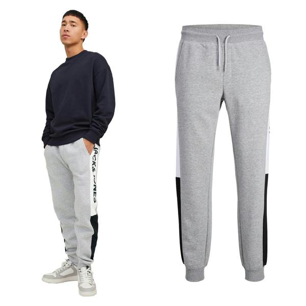 Jack & Jones Men's Logo Cotton Sweatshirt Light Grey Melange Pullover Style, XXL