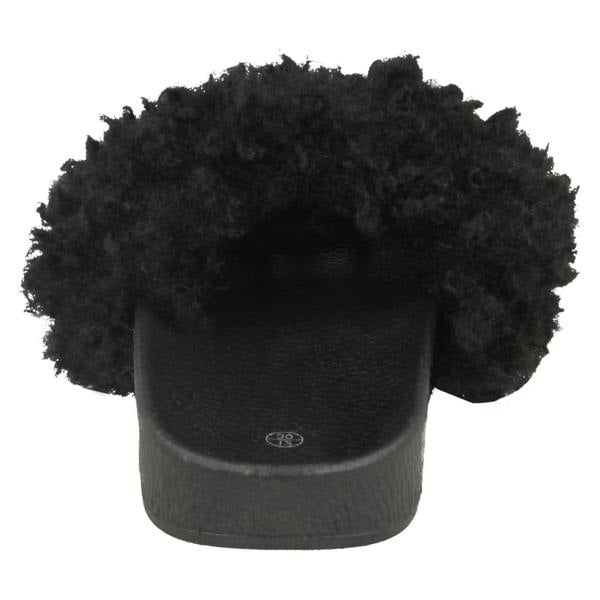 Spot On Girls Spot On Fake Poodle Fur Mule Sliders