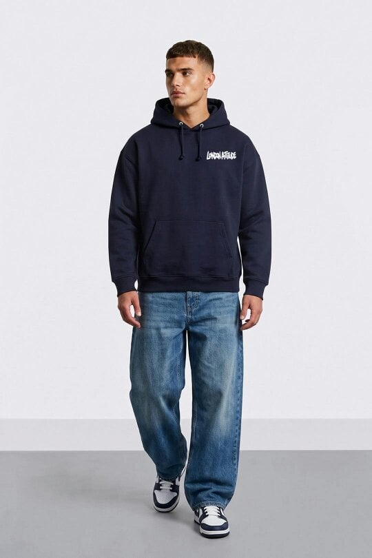 London Attitude Oversized Heavyweight City Graffiti Hoodie
