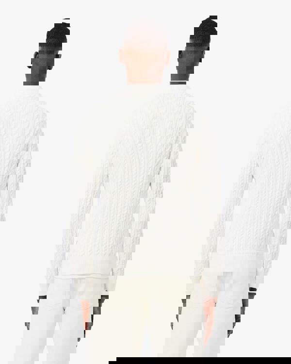 Lacoste Cable Knit Mens Cotton Jumper - Flour/Green