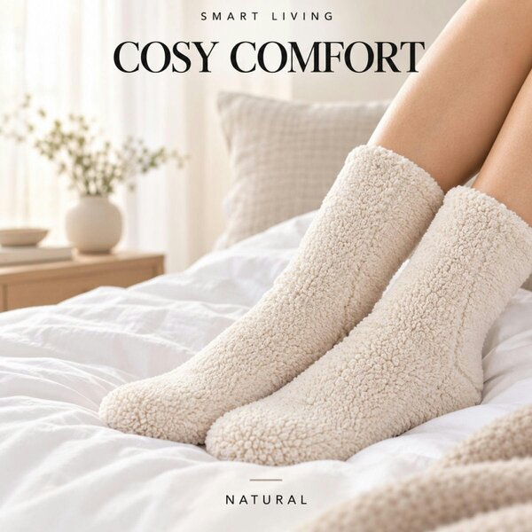 Smart Living 2 Pairs of Teddy Socks -  Natural
