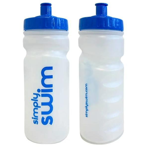 Simply Swim 500ml clear plastic water bottle with blue cap
