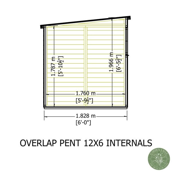 Shire Overlap 12x6 single door pent shed