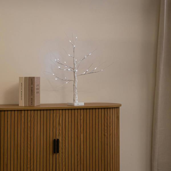 Samuel Alexander 60cm Battery Powered Light Up Christmas Birch Tree with 24 White LEDs
