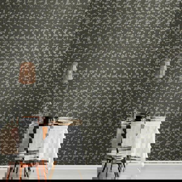 Hoopla Walls Elderflower Trail - Charcoal 10m Wallpaper