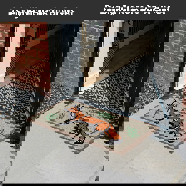 JVL Eco-Friendly Latex Backed Coir Entrance Doormat, 45x75cm - Fox