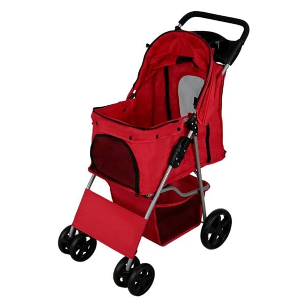 Monstershop Pet Stroller with Rain Cover – Red