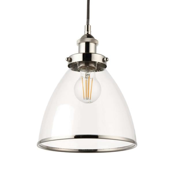 Pagazzi Lighting Brunswick Satin Nickel and Clear Glass  Easy-Fit Pendant Shade