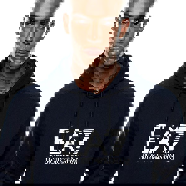 Emporio Armani EA7 EA7 Emporio Armani Visibility Cotton Hoodie Navy/White