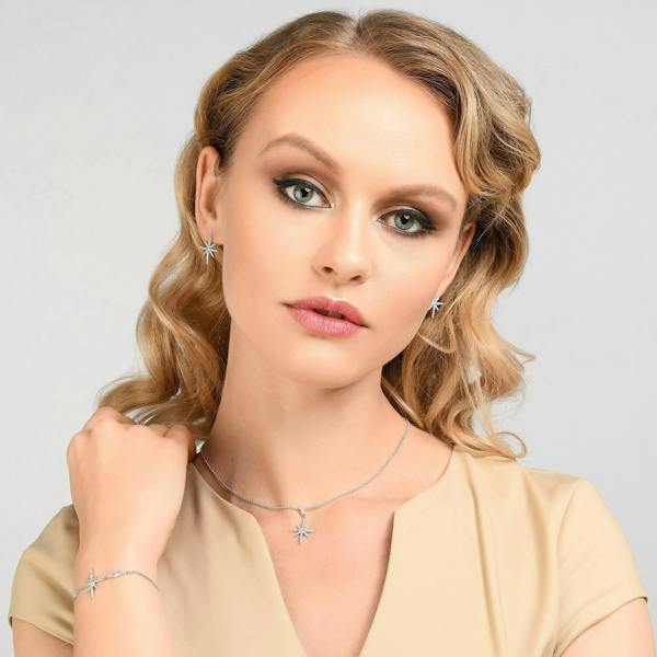 North Star Pendant Necklace with Cubic Zirconia - namana.london