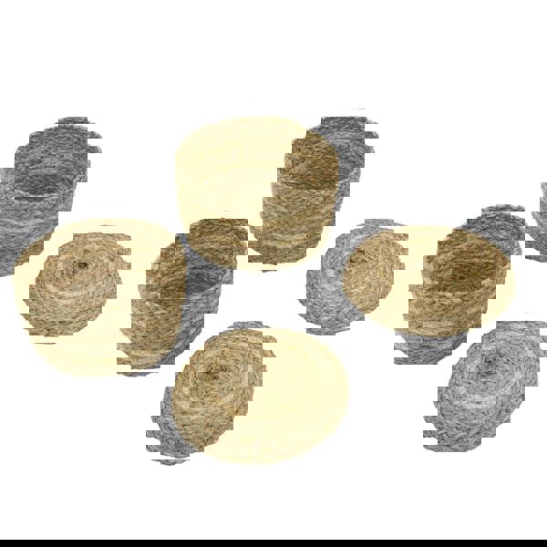 JVL Palma Natural Round Lidded Woven Storage Baskets for Home Organisation, Set of 2, Brown