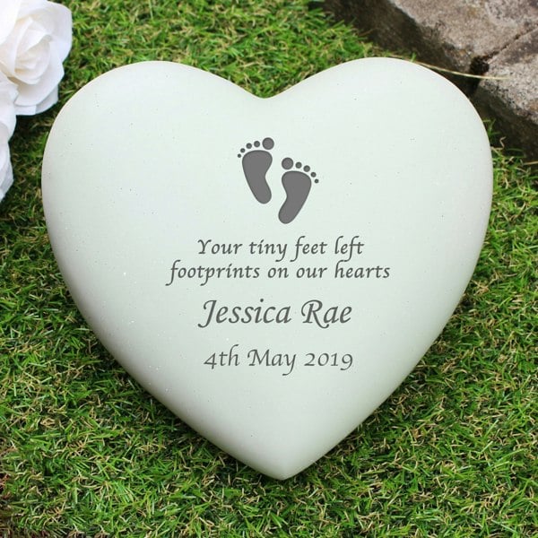 Personalised Memento Company Personalised Footprints Heart Memorial
