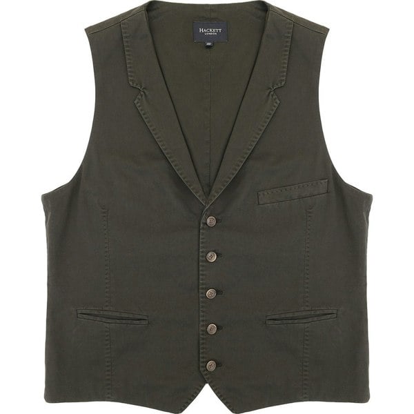 Hackett Men's Hackett, Garment Dyed Waistcoat Lapel in Green