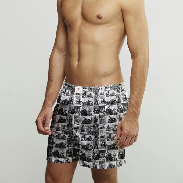 VINTAGE MOTOR SCENES COTTON POPLIN PRINT BOXER SHORTS - Premium Men's Patterned Shirt by Claudio Lugli | Bold Design, Tailored Fit, Best Printed Shirts