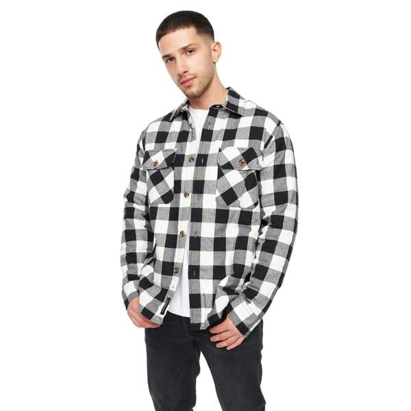 Crosshatch Mens Demaro Checked Lined Overshirt - Black/White - 