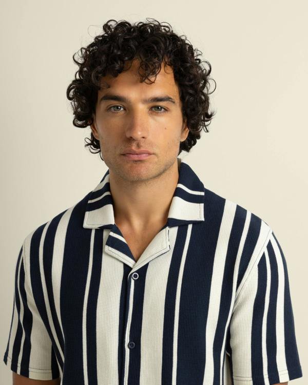 Larsson & Co Anker - Waffle Stripe Short Sleeve Shirt