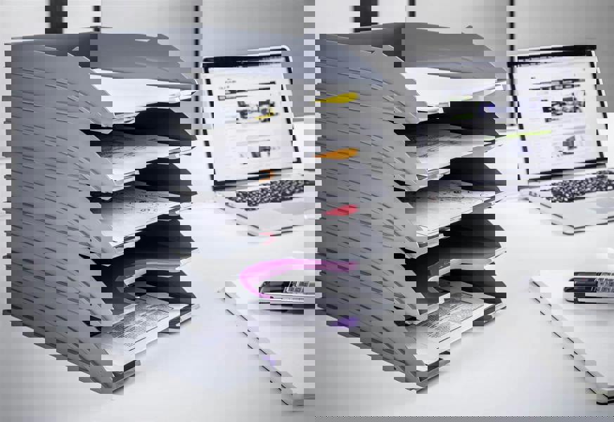 Durable VARICOLOR ECO Stackable Letter Tray Files | A4+ Colour Coded 5 Pack