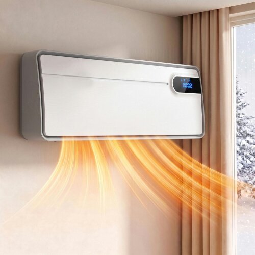 HOMCOM Smart Electric Heater, 2000W Ceramic Wall Mounted, Fan, White