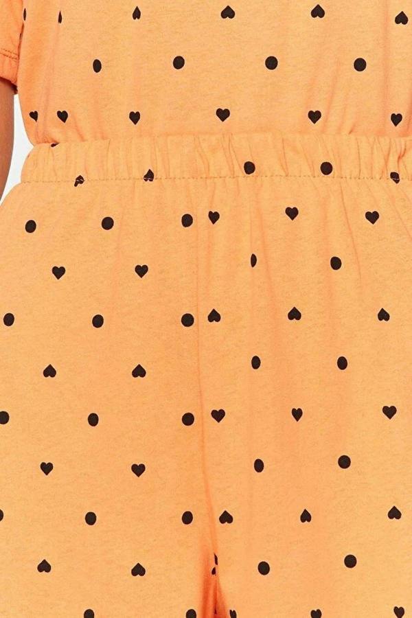 WOVCOR Polka Dot and Heart Print Short Pyjama Set