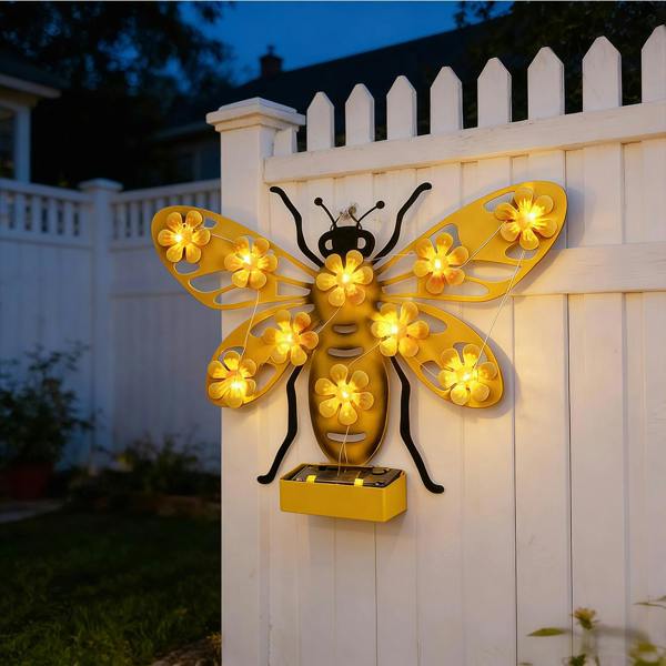 Leaper Outdoor Garden Decor Solar Bee Wall Light