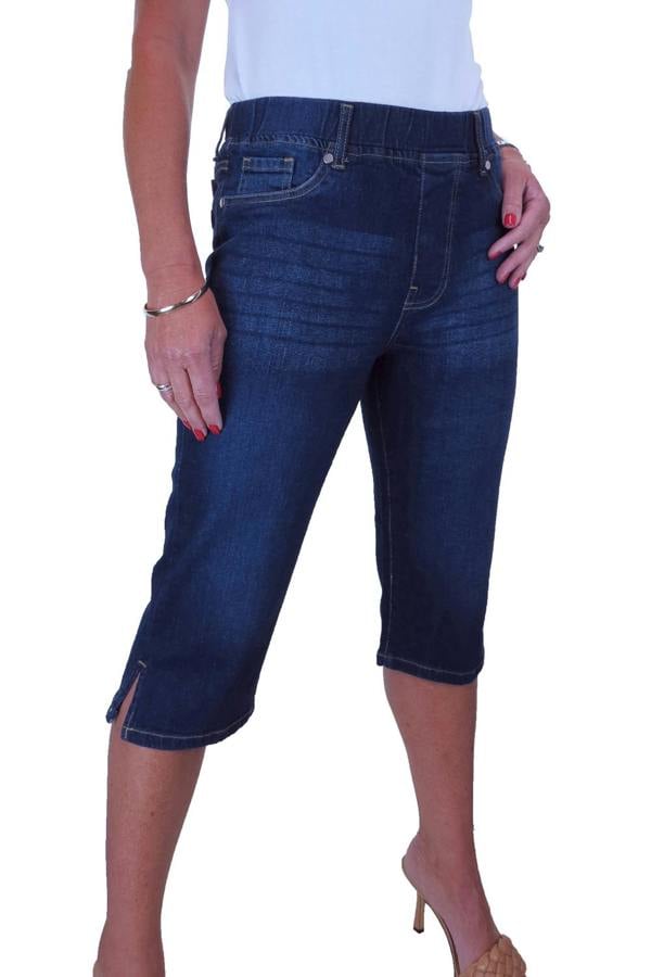 Paulo Due Womens Pull On Denim Capri Shorts