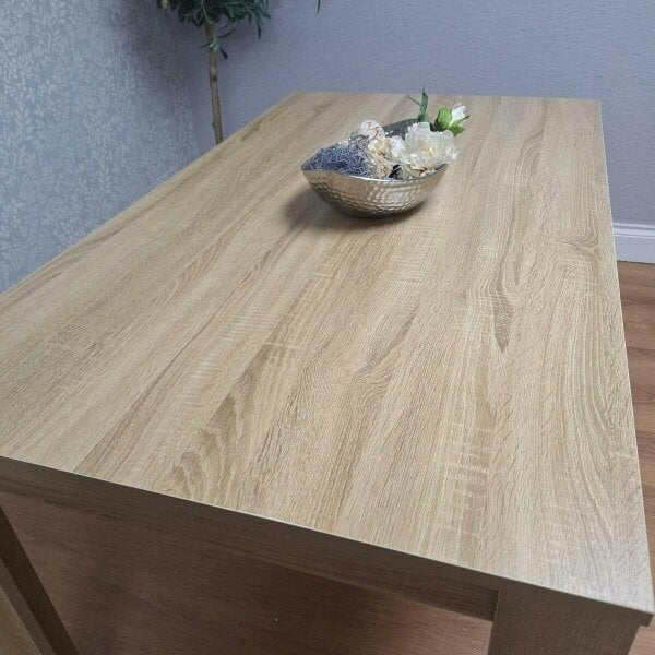 Kosy Koala Oak Effect Dining Table Set With 4 Mix Plastic Chairs And Bench Dining Room Furniture