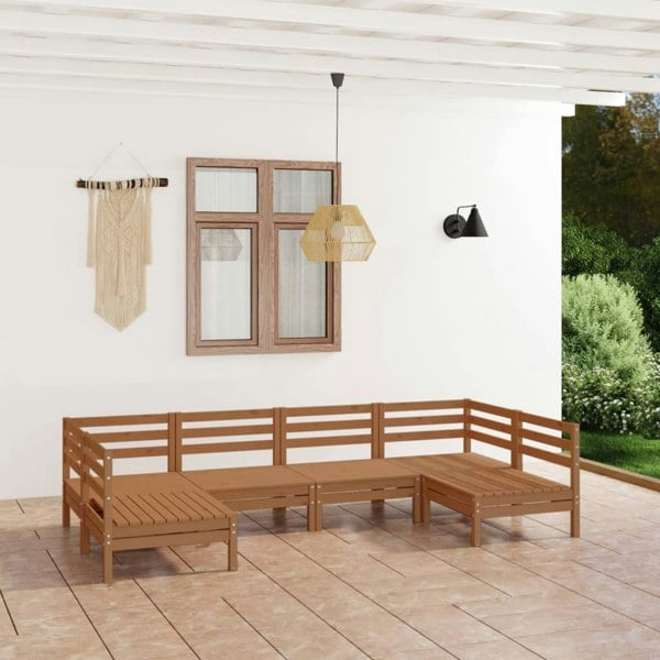 Berkfield 6 Piece Garden Lounge Set Honey Brown Solid Wood Pine