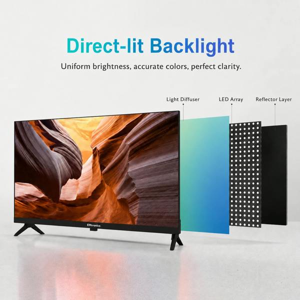 EMtronics 32" LED TV with Built-in DVD Player - Black