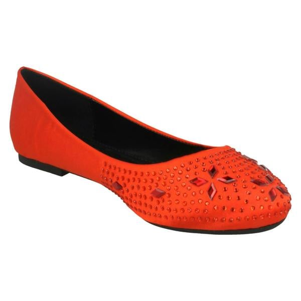 Spot On Ladies Spot On Flat Diamante Ballerinas