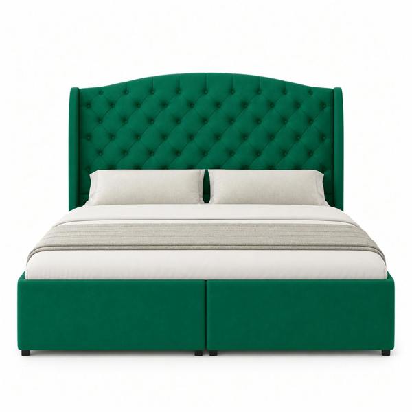 Great British Beds Venice Divan Bed - Green Plush