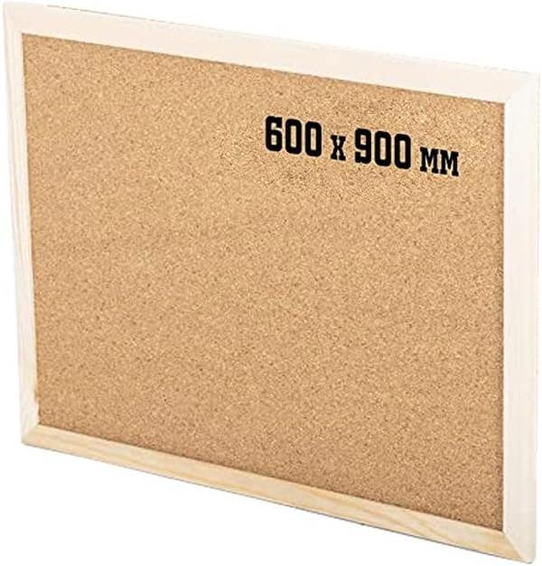 KAV Cork Notice Pin Board - Noticeboard Bulletin Wooden Frame for Office, School, Bedroom, Memo, and Home (Pack of 2)