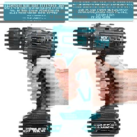 MYLEK 18V Cordless Drill Driver with Two Li-ion Batteries And UK Charger, Screwdriver Action And Accessory Kit