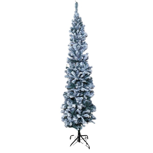 Samuel Alexander 6.5ft (2m) Premier Snow Flocked PVC Spruce Pine Slim Christmas Tree in Green